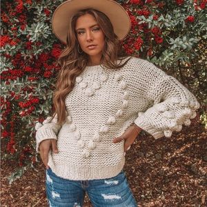 NWT VICI Heart to Heart handmade knit pom sweater
